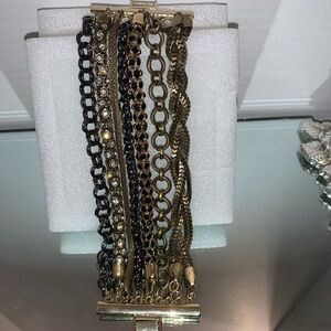 Elegant Gold and Black Chain Bracelet Set
